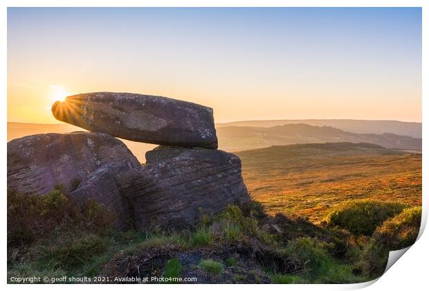 Sunset at The Roaches Print by geoff shoults