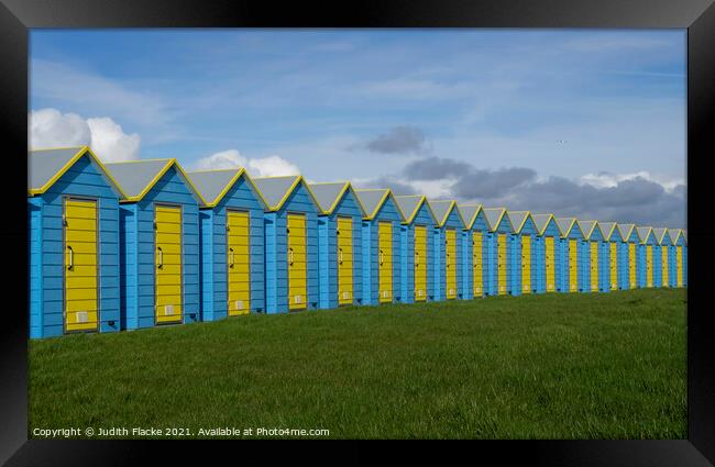 Beach huts at Bognor Regis. Framed Print by Judith Flacke