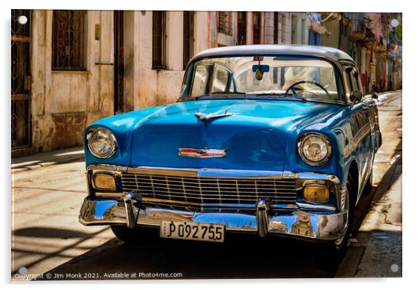 Blue Havana Chevy Acrylic by Jim Monk