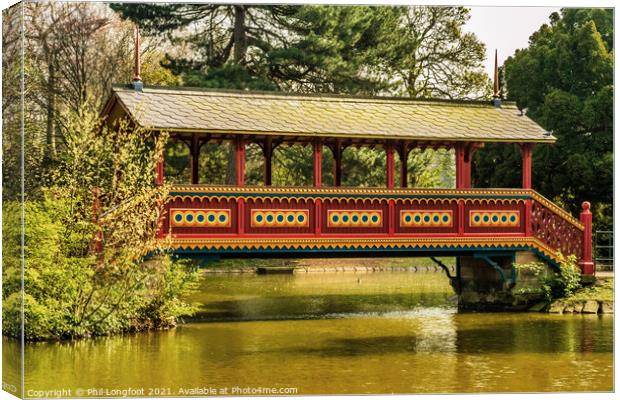 Swiss bridge Birkenhead Park Wirral  Canvas Print by Phil Longfoot