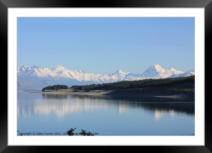 Lake Pukaki and the Southern Alps, New Zealand Framed Mounted Print by Claire Turner