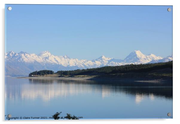 Lake Pukaki and the Southern Alps, New Zealand Acrylic by Claire Turner