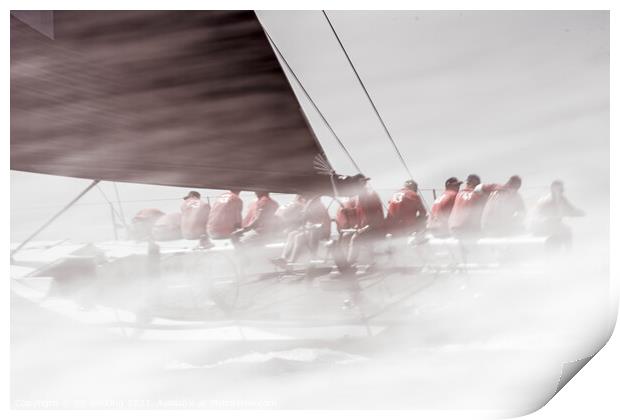Gladiator sailing team under spray. Print by Ed Whiting