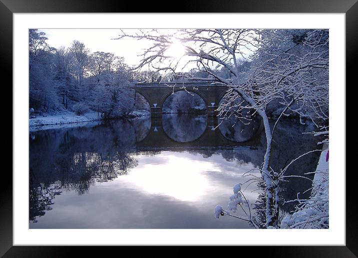 River Wear in winter Framed Mounted Print by Dave Parkin