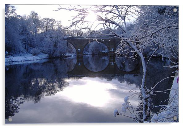 River Wear in winter Acrylic by Dave Parkin