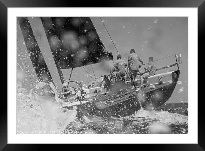 Carbon fibre in black & white Framed Mounted Print by Ed Whiting