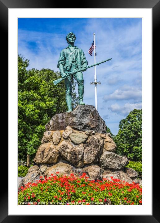 Minuteman Patriot Statue Battle Green Common Lexington Massachus Framed Mounted Print by William Perry