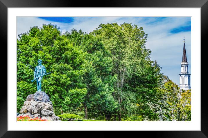 Minuteman Patriot Statue Church Battle Green Common Lexington Ma Framed Mounted Print by William Perry