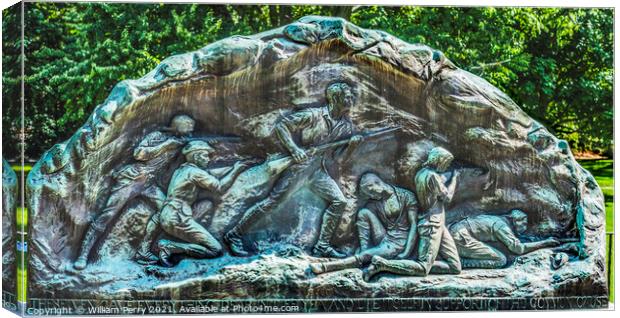 Lexington Minute Men Bronze Relief Battle Green Massachusetts Canvas Print by William Perry