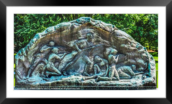 Lexington Minute Men Bronze Relief Battle Green Massachusetts Framed Mounted Print by William Perry