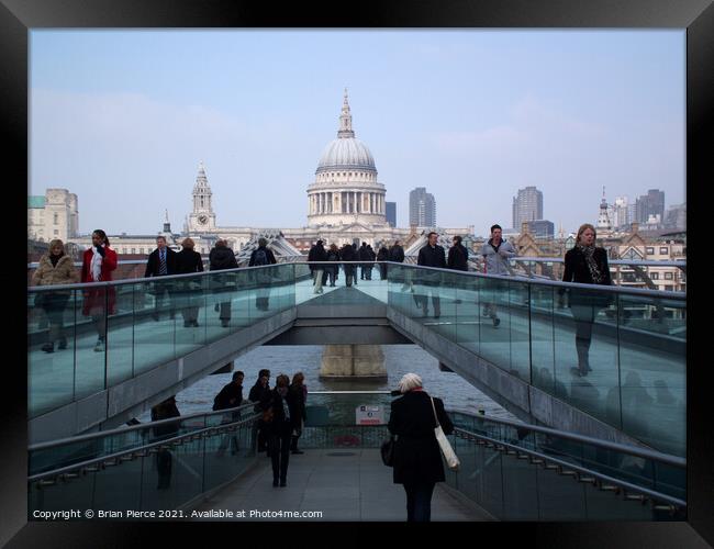 Millennium Bridge, and St Paul's Cathedral, London Framed Print by Brian Pierce
