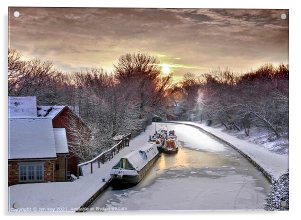 Grand Union Canal  Mid Winter Acrylic by Jim Key
