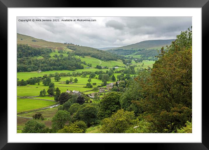 Looking over Buckden village to Upper Wharfedale Y Framed Mounted Print by Nick Jenkins