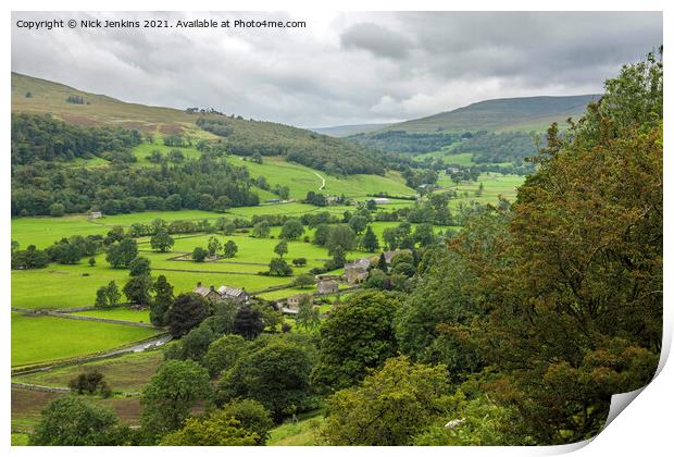 Looking over Buckden village to Upper Wharfedale Y Print by Nick Jenkins