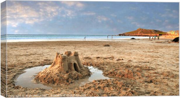 Sandcastle on Porthmeor Beach, St Ives, Cornwall Canvas Print by Brian Pierce