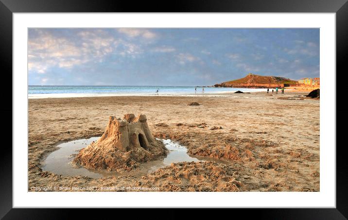 Sandcastle on Porthmeor Beach, St Ives, Cornwall Framed Mounted Print by Brian Pierce