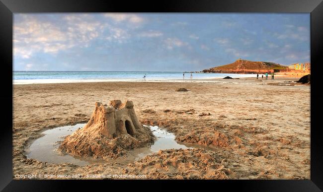 Sandcastle on Porthmeor Beach, St Ives, Cornwall Framed Print by Brian Pierce