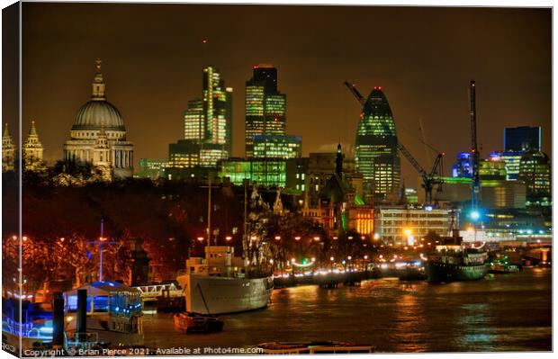 London Riverside at Night Canvas Print by Brian Pierce