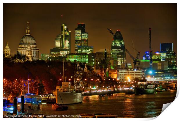 London Riverside at Night Print by Brian Pierce