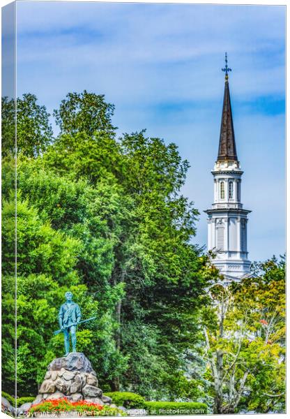 Minuteman Patriot Statue Church Battle Green Common Lexington Ma Canvas Print by William Perry