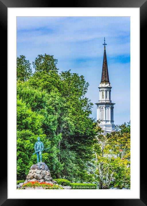 Minuteman Patriot Statue Church Battle Green Common Lexington Ma Framed Mounted Print by William Perry