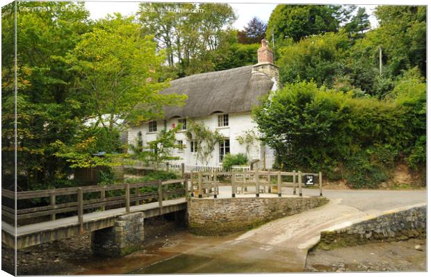 Thatched Cottage, Helford, Cornwall Canvas Print by Brian Pierce