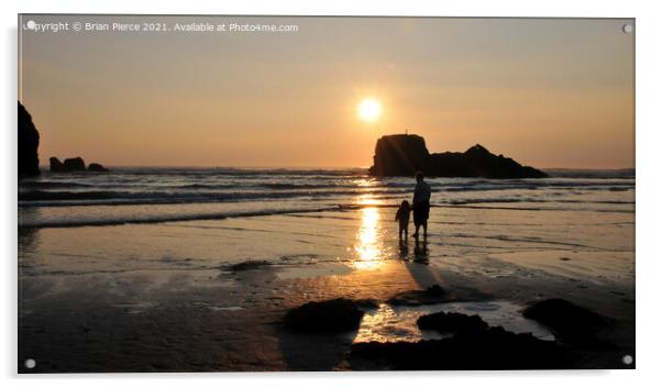 Sunset, Perranporth, Cornwall Acrylic by Brian Pierce