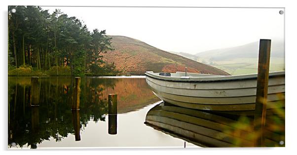 Boat on Lake Acrylic by Keith Thorburn EFIAP/b
