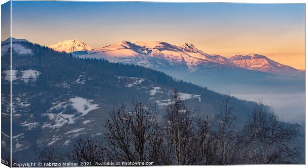 Sun Sets Over The Mountain Canvas Print by Fabrizio Malisan