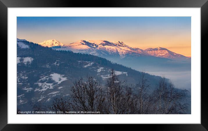 Sun Sets Over The Mountain Framed Mounted Print by Fabrizio Malisan