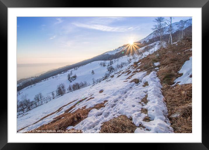 Sunset Snow Mountain Weather Winter Italy Framed Mounted Print by Fabrizio Malisan