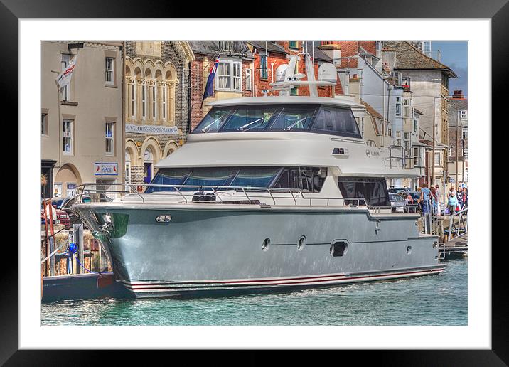 Luxury Motor Yacht Framed Mounted Print by Nicola Clark