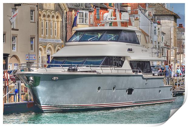 Luxury Motor Yacht Print by Nicola Clark