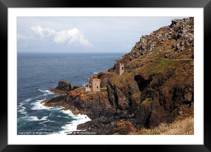 Botallack Head and the Crown Engine Houses Framed Mounted Print by Brian Pierce