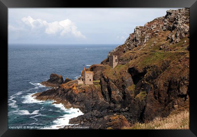 Botallack Head and the Crown Engine Houses Framed Print by Brian Pierce