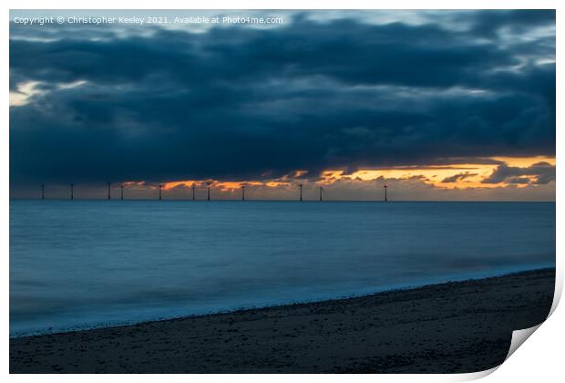 Sunrise at Caister-on-sea Print by Christopher Keeley
