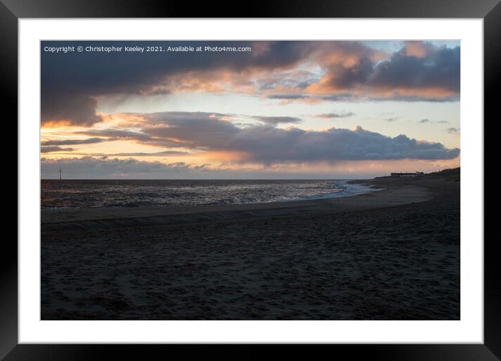 Colourful sunrise over Caister beach  Framed Mounted Print by Christopher Keeley
