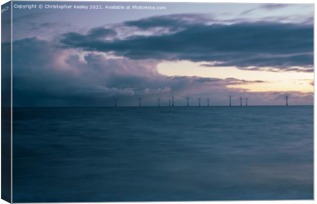 Cloudy sunrise at Caister, Norfolk Canvas Print by Christopher Keeley