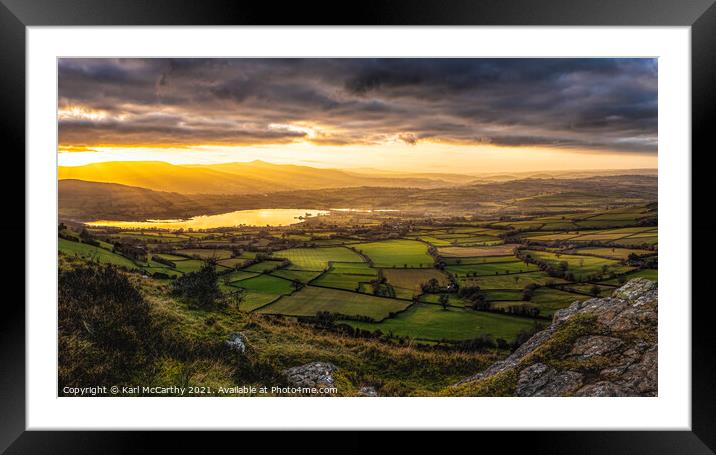 Sunset over Llangorse Framed Mounted Print by Karl McCarthy