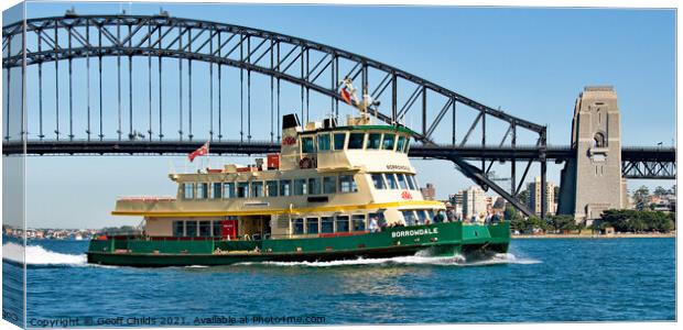 The BORROWDALE  Ferry on Sydney Harbour.  Canvas Print by Geoff Childs