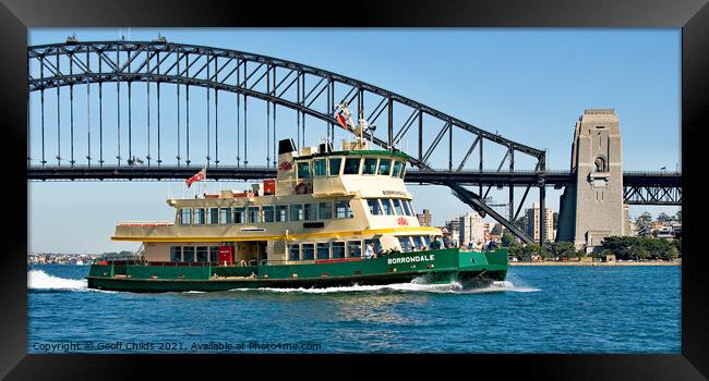 The BORROWDALE  Ferry on Sydney Harbour.  Framed Print by Geoff Childs