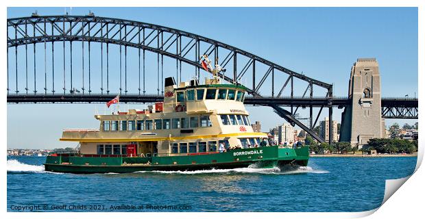 The BORROWDALE  Ferry on Sydney Harbour.  Print by Geoff Childs