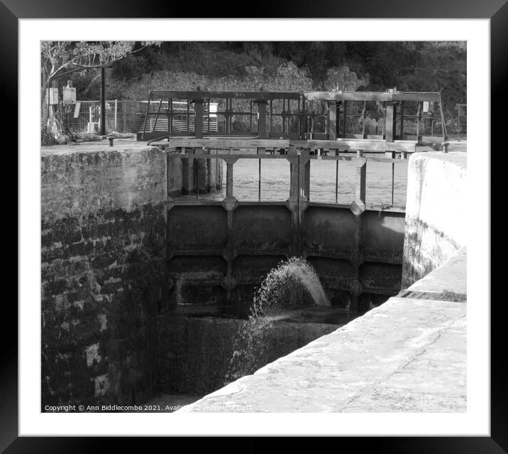Monochrome First and Last Lock at Beziers Framed Mounted Print by Ann Biddlecombe