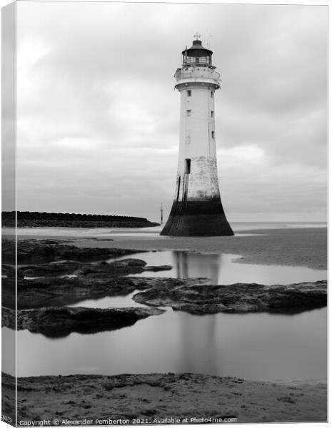 New Brighton Lighthouse.  Wirral,Merseyside. Engla Canvas Print by Alexander Pemberton