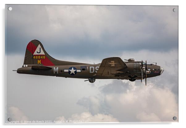 Boeing B17 Pink Lady Close Fly Past Acrylic by Steve de Roeck