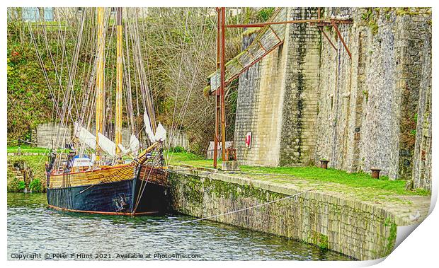 A Small Corner Of Charlestown Harbour Print by Peter F Hunt