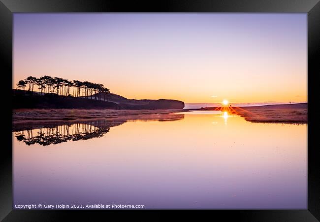 Sunrise over the River Otter at Budleigh Framed Print by Gary Holpin