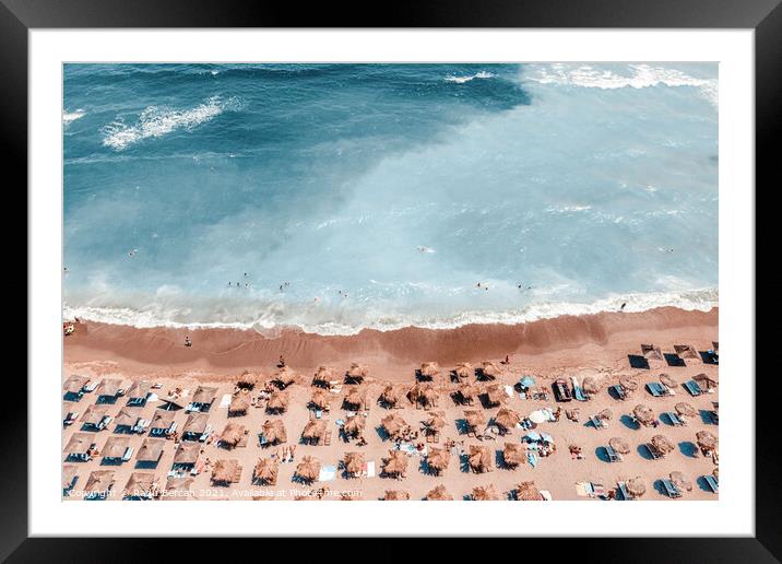 Coastal Print, Aerial Beach Photography Print, Summer Vibes Art Framed Mounted Print by Radu Bercan