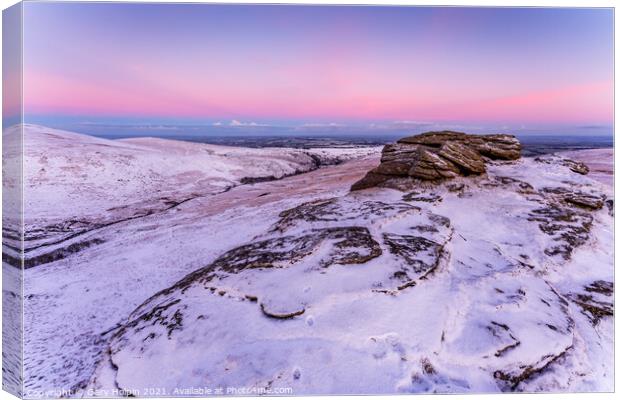 A pastel winter dawn on Black Tor, Dartmoor Canvas Print by Gary Holpin