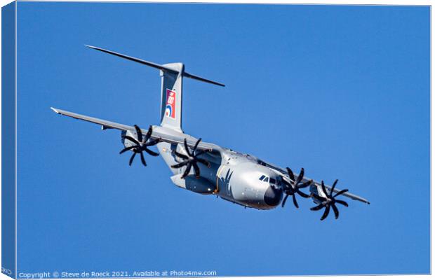 Airbus A400 Steep Approach Canvas Print by Steve de Roeck